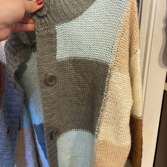 Unique Vintage Multicolor Patchwork Cardigan - Picture 3 of 4